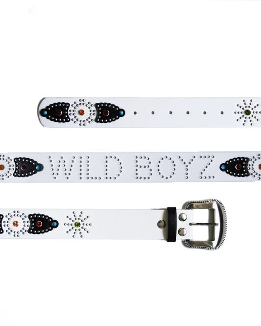 Wild Boyz White Leather Belt